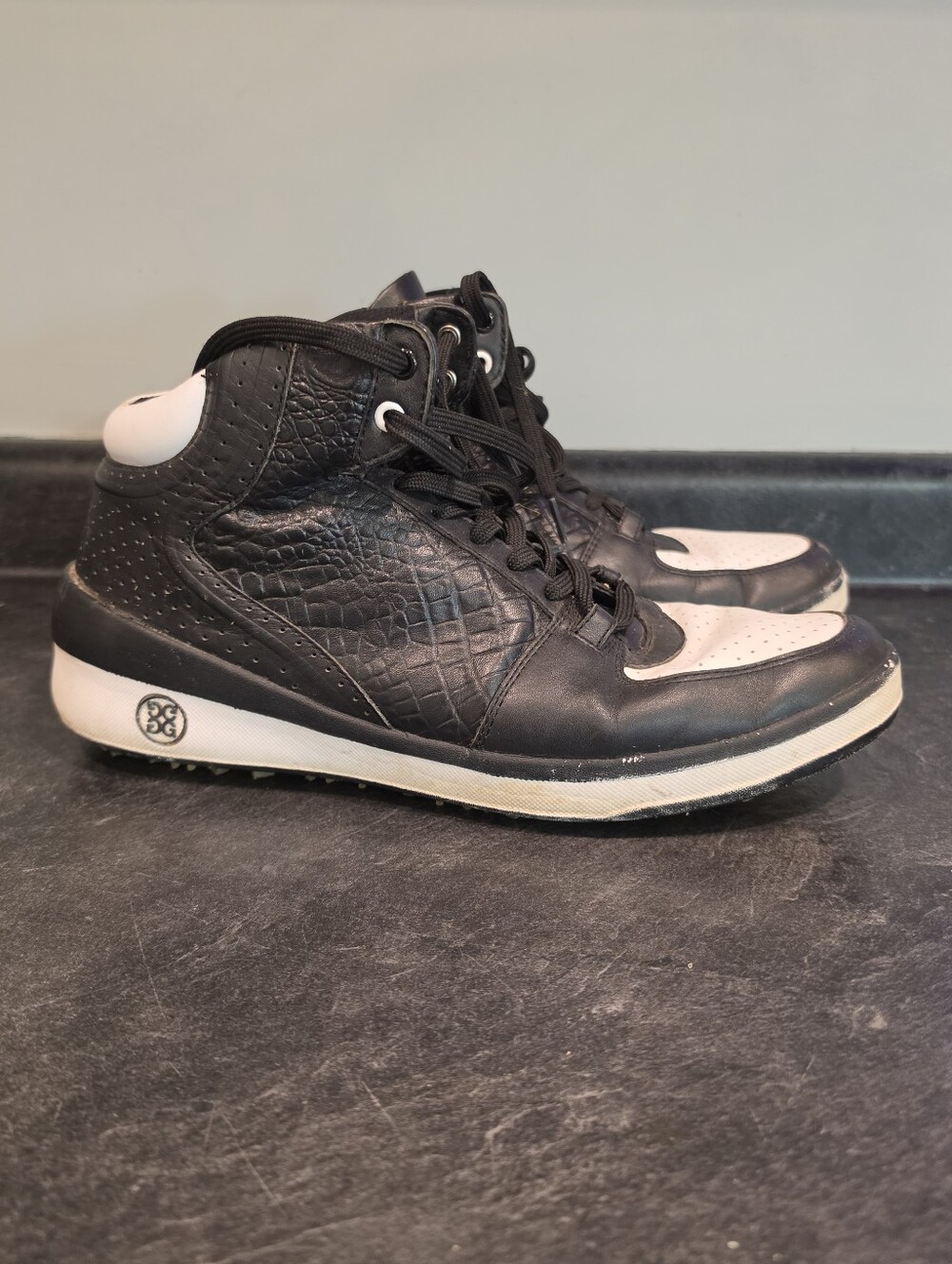 G/FORE Black and White Crusaders  High-Top Golf Shoes Size 11.5